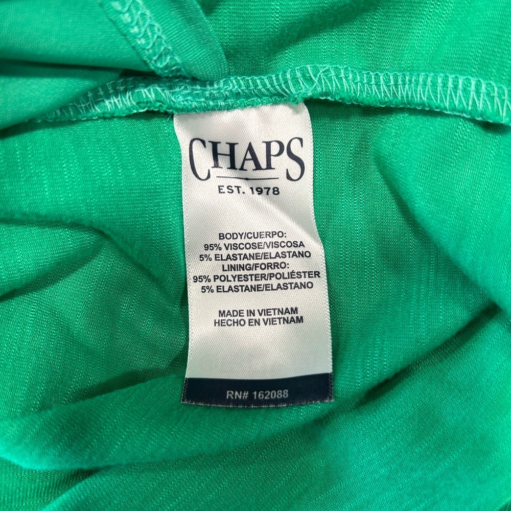 Chaps Sz M Kelly Green Short Sleeve Midi A-Line Dress Modest Career Trad Wife - Picture 4 of 4